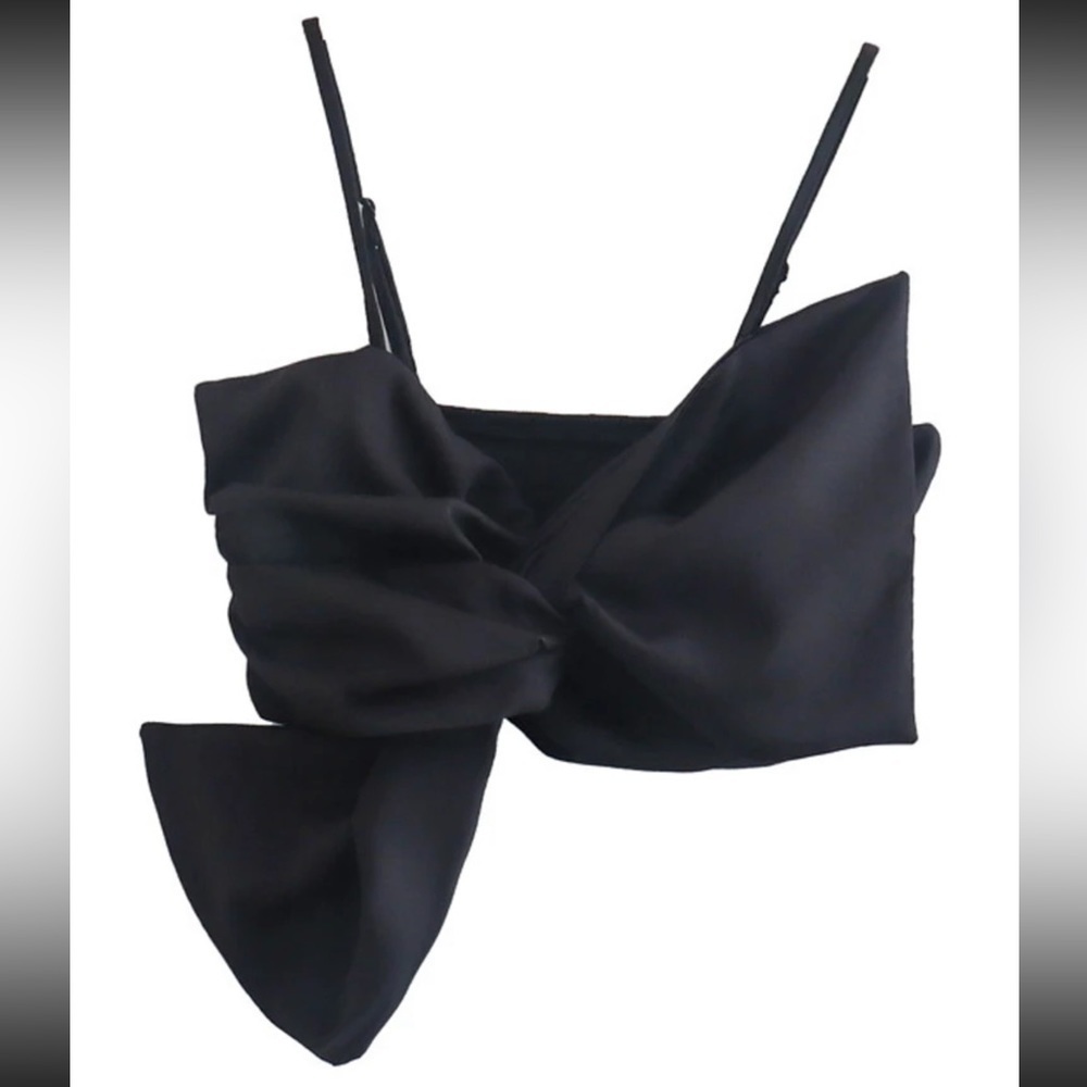 Bow Black Crop Top S
